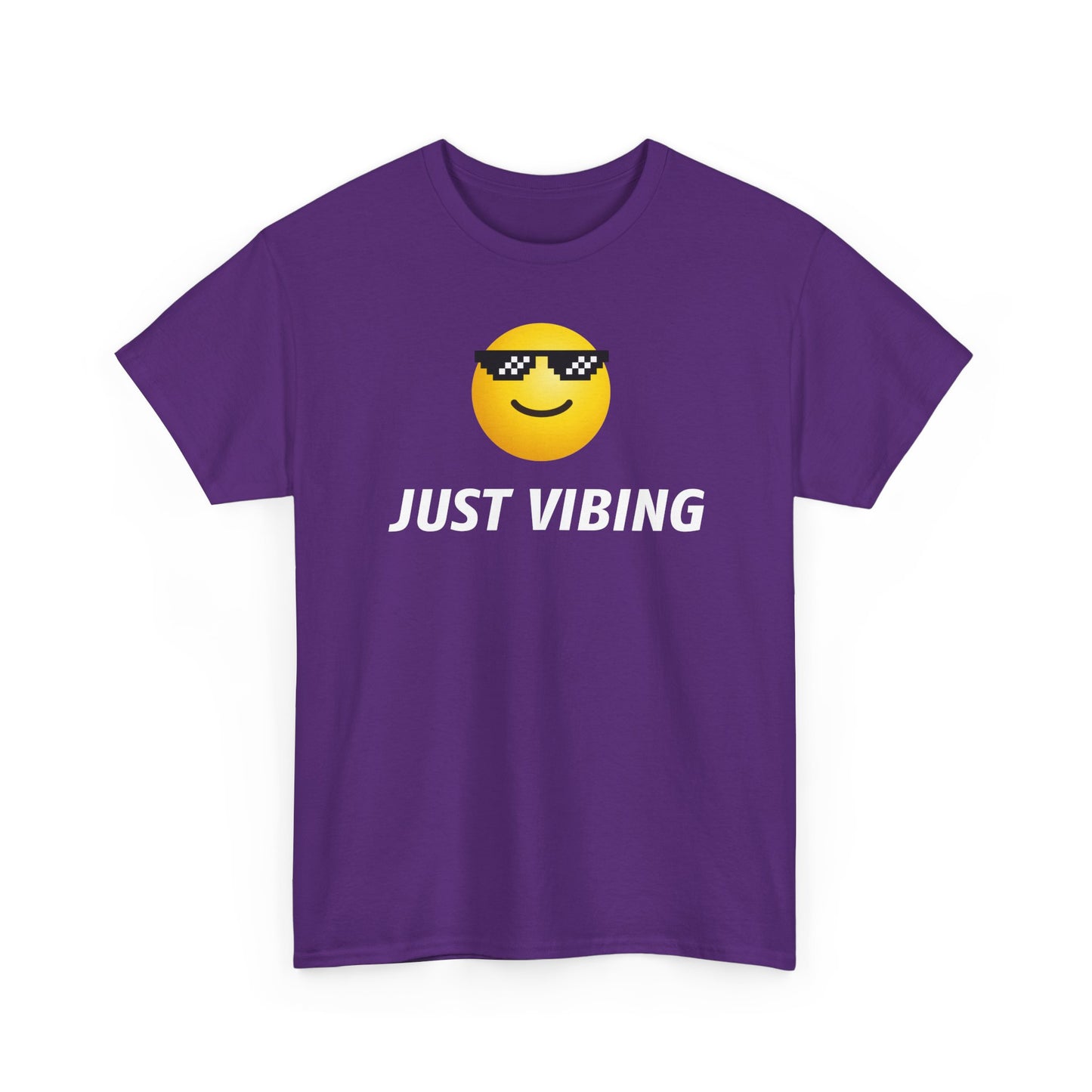 Just Vibing Emoji T-Shirt — Cool Shades Meme Smiley Tee