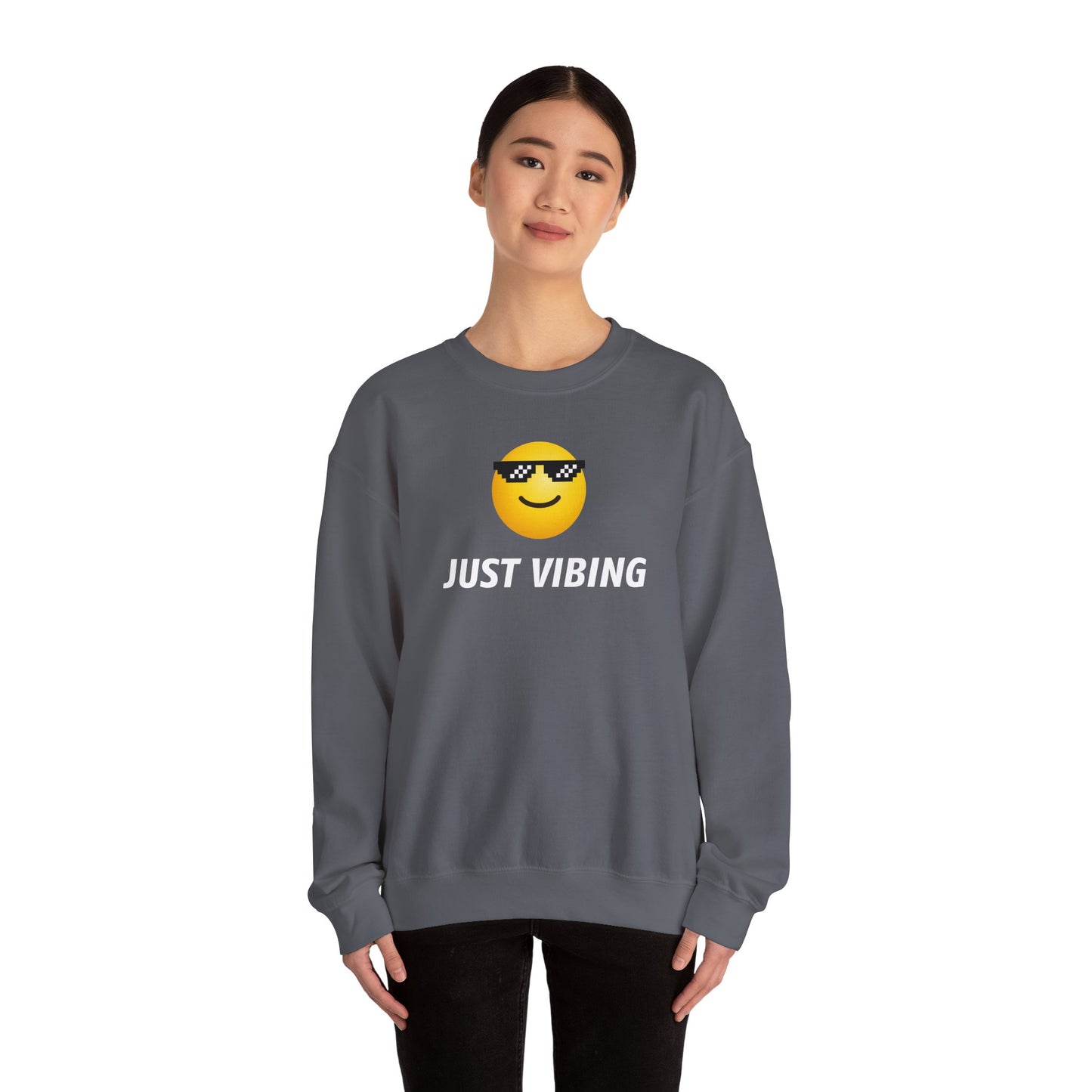 Just Vibing Emoji Sweatshirt - Meme Crewneck