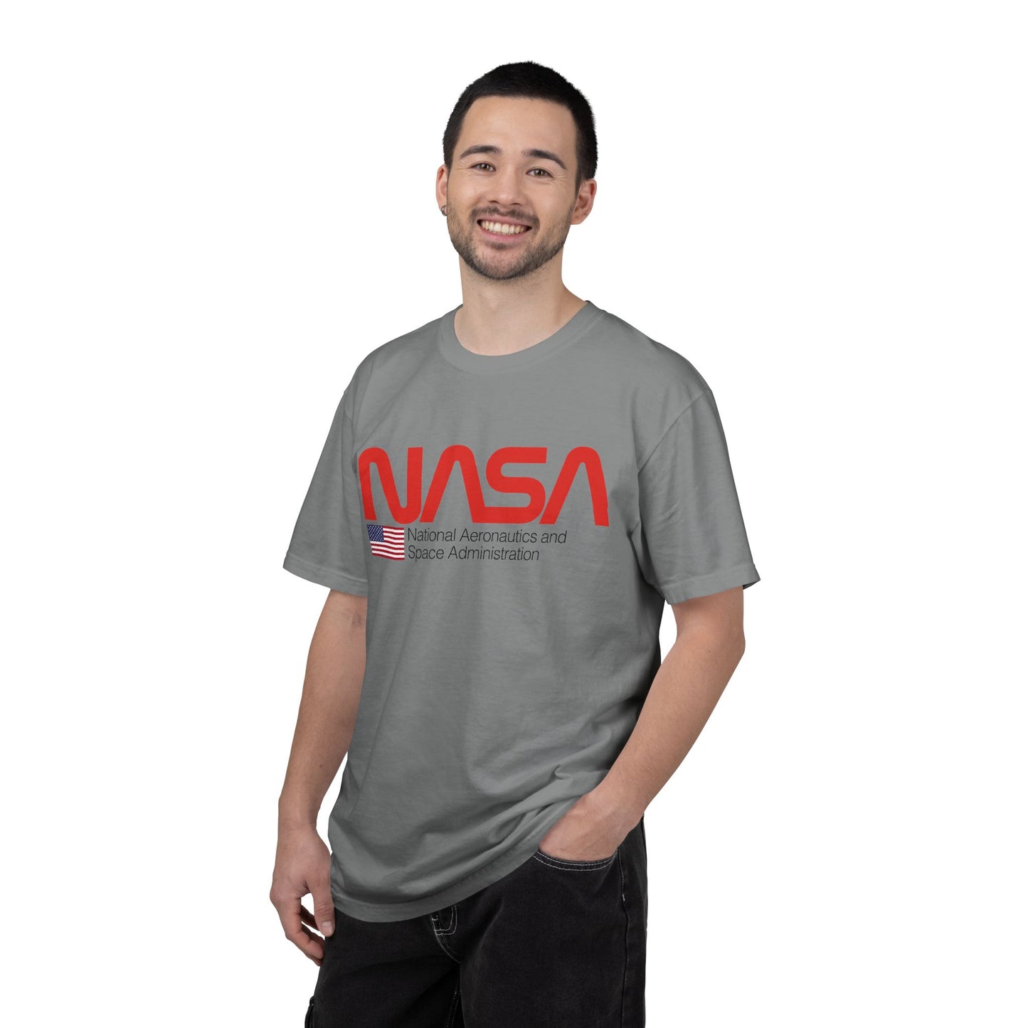 NASA T-Shirt — Retro Red NASA Tee with Flag